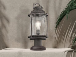 KICHLER Sockel Laterne ASHLAND BAY Im Industriedesign, Anthrazit Höhe 47cm