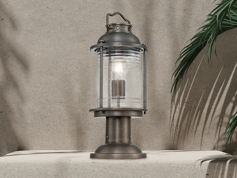 KICHLER Sockel Laterne ASHLAND BAY Im Industriedesign, Bronze Höhe 47cm 4 KICHLER Sockel Laterne ASHLAND BAY Im Industriedesign, Bronze Höhe 47cm – Bild 4