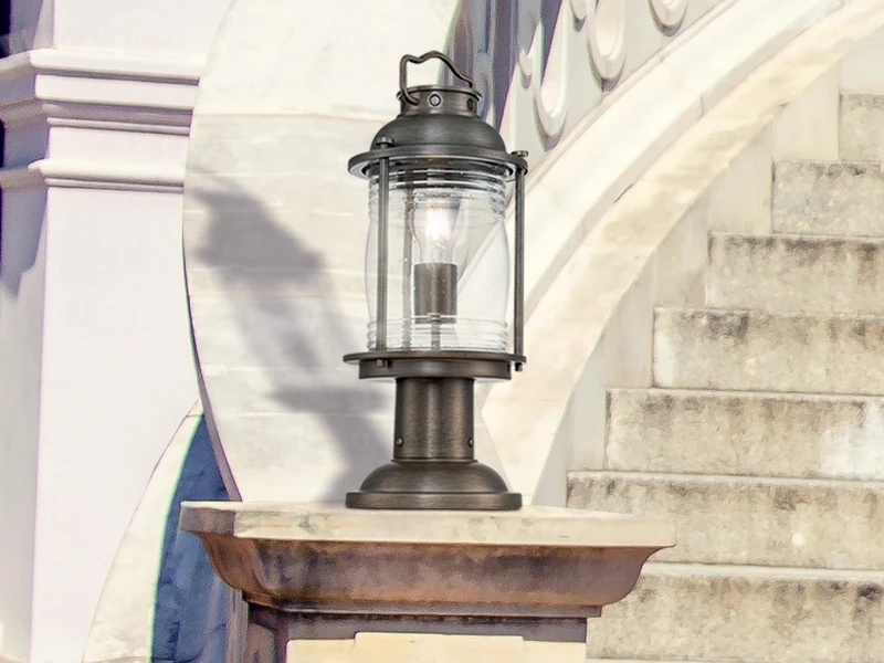 KICHLER Sockel Laterne ASHLAND BAY Im Industriedesign, Bronze Höhe 47cm 1 KICHLER Sockel Laterne ASHLAND BAY Im Industriedesign, Bronze Höhe 47cm