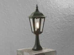 Konstsmide Sockelleuchte FIRENZE Landhausstil, Aluminium Grün, Höhe 55cm