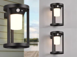 MeineWunschleuchte Solar Außenwandleuchte 2er SET Mit Bewegungsmelder & Dauerlicht, Höhe 20cm