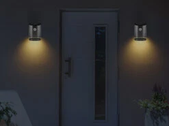 MeineWunschleuchte Solar LED Außenleuchten 2er SET, IP44 Bewegungsmelder, Edelstahl, Downlight