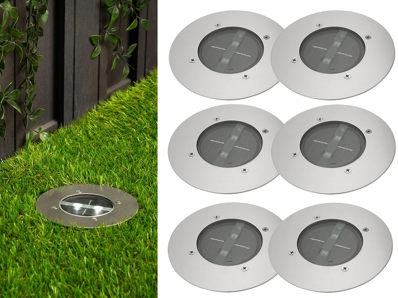 Ranex Solar LED Bodeneinbaustrahler 6er SET Für Außen, Edelstahl Rund Ø14cm IP67 1 Ranex Solar LED Bodeneinbaustrahler 6er SET Für Außen, Edelstahl Rund Ø14cm IP67