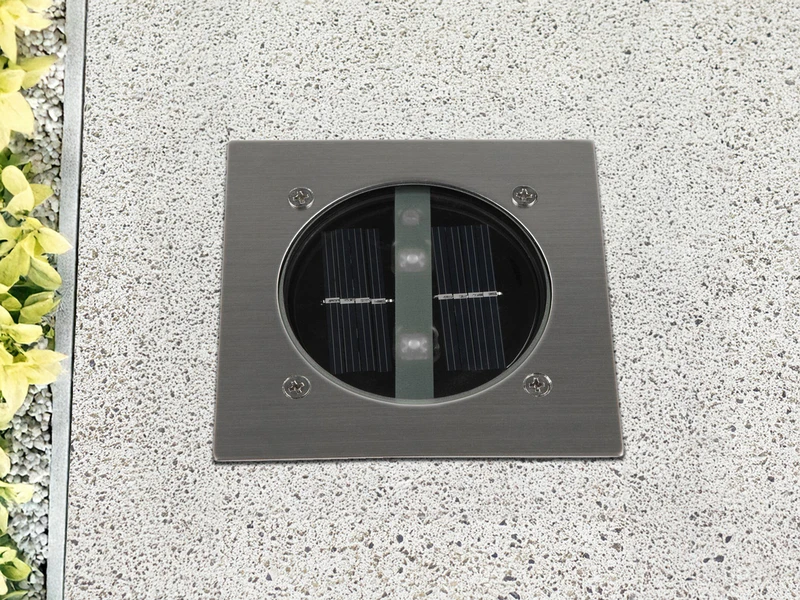 Ranex Solar LED Bodeneinbaustrahler CARLO Für Außen, Edelstahl Eckig 10x10cm, IP67 1 Ranex Solar LED Bodeneinbaustrahler CARLO Für Außen, Edelstahl Eckig 10x10cm, IP67