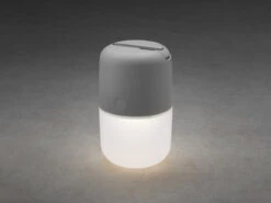 Konstsmide Solar LED Leuchte ASSISI Mit 3-Stufen Dimmer & USB-Kabel, IP44, Grau