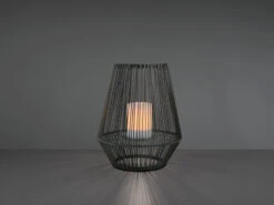 Reality Leuchten Solar LED Tischleuchte MINEROS Braun Kerzen Flackern Ø26cm Höhe 30cm -Licht Welt Geschaft solar led tischleuchte mineros braun kerzen flacke 15