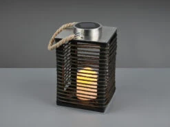 Reality Leuchten Solar LED Tischleuchte SANTANA Schwarz Kerzen Flackern 18x18cm Höhe 28cm -Licht Welt Geschaft solar led tischleuchte santana schwarz kerzen flac 2