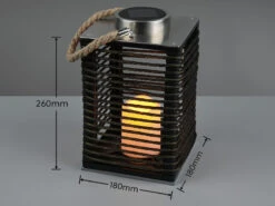 Reality Leuchten Solar LED Tischleuchte SANTANA Schwarz Kerzen Flackern 18x18cm Höhe 28cm -Licht Welt Geschaft solar led tischleuchte santana schwarz kerzen flac 3