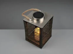 Reality Leuchten Solar LED Tischleuchte SANTANA Schwarz Kerzen Flackern 18x18cm Höhe 28cm -Licht Welt Geschaft solar led tischleuchte santana schwarz kerzen flac 6