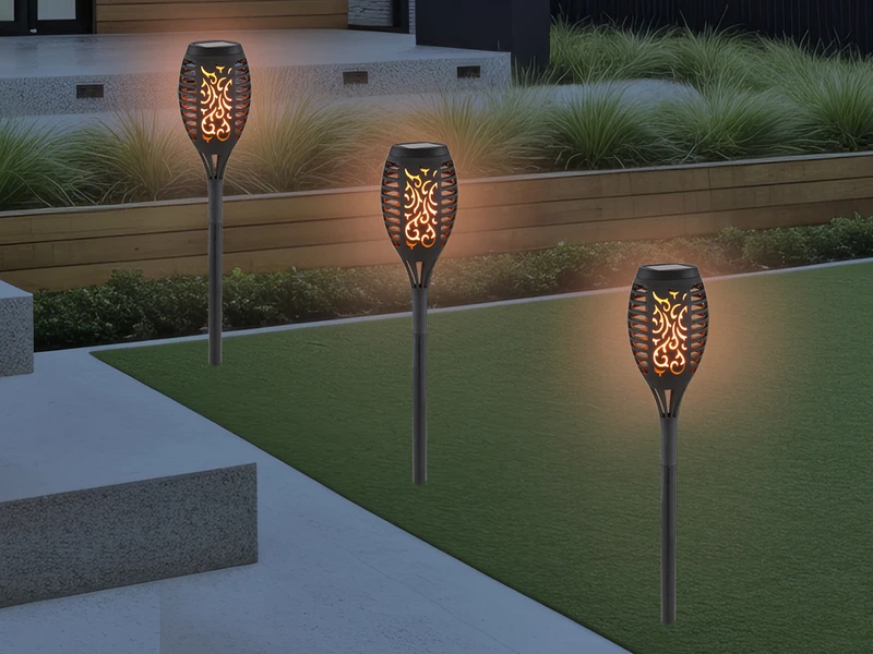 Globo Solarfackeln 3er Set Mit Flammeneffekt, Schwarz, Höhe 49,5cm 1 Globo Solarfackeln 3er Set Mit Flammeneffekt, Schwarz, Höhe 49,5cm