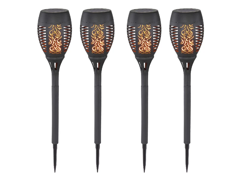 MeineWunschleuchte Solarfackeln 4er Set Mit Flammeneffekt, Schwarz, Höhe 50cm 2 MeineWunschleuchte Solarfackeln 4er Set Mit Flammeneffekt, Schwarz, Höhe 50cm – Bild 2
