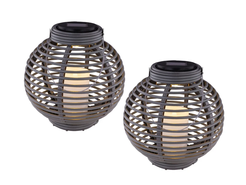 MeineWunschleuchte Solarlaterne 2er SET Mit LED Kerze & Rattanoptik Hängend Oder Stehend, Höhe 23cm 2 MeineWunschleuchte Solarlaterne 2er SET Mit LED Kerze & Rattanoptik Hängend Oder Stehend, Höhe 23cm – Bild 2