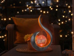 MeineWunschleuchte Solarleuchten 2er Set Mit Glaskugel Und Farbwechsel, Schwarz Gold, Höhe 33,5cm -Licht Welt Geschaft solarleuchten 2er set mit glaskugel und farbwechse 6