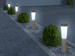 MeineWunschleuchte Solarleuchten 4er Set Erdspießleuchten, Steinoptik Grau, H.45,5cm