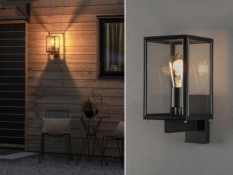 Konstsmide Stehende LED Außenwandlaterne Schwarz Mit Klarglas, Höhe 33cm 1 Konstsmide Stehende LED Außenwandlaterne Schwarz Mit Klarglas, Höhe 33cm