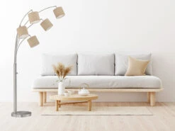 Fischer & Honsel Stehlampe ANNECY Mehrflammig 5 Stoff Lampenschirme Leinen - 180cm Groß