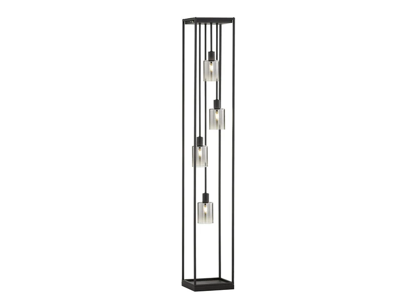 Fischer & Honsel Stehlampe ISKA Mehrflammig Schwarz Mit Rauchglas - Höhe 142,5cm 2 Fischer & Honsel Stehlampe ISKA Mehrflammig Schwarz Mit Rauchglas - Höhe 142,5cm – Bild 2