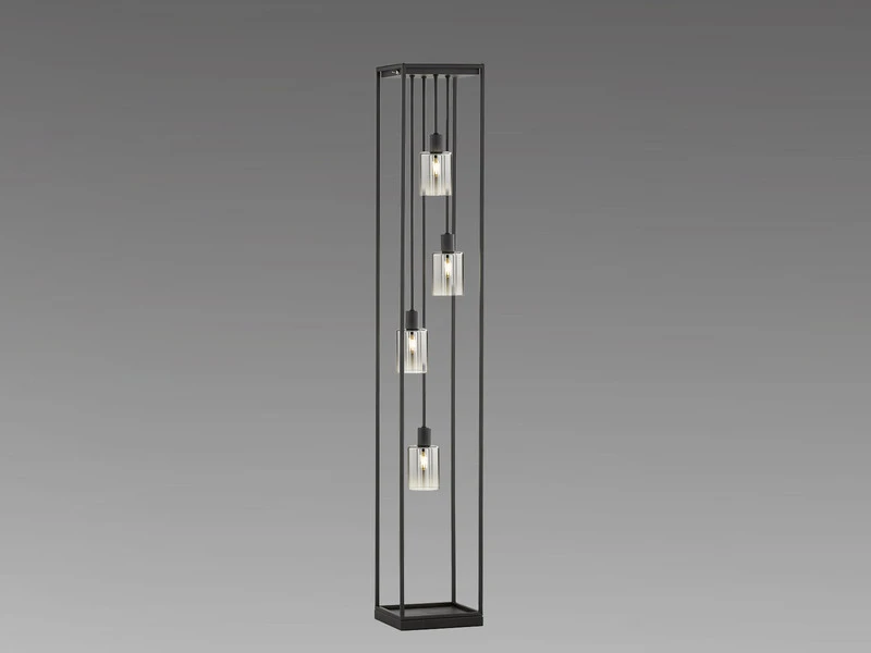 Fischer & Honsel Stehlampe ISKA Mehrflammig Schwarz Mit Rauchglas - Höhe 142,5cm 3 Fischer & Honsel Stehlampe ISKA Mehrflammig Schwarz Mit Rauchglas - Höhe 142,5cm – Bild 3