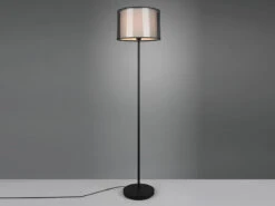 Trio Leuchten Stehleuchte BURTON Stoff Organza Transpartent Schwarz Innen Weiß, 150cm