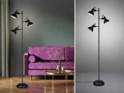 Reality Leuchten Stehleuchte GINA Schwarz 3 Flammig Mit Fußschalter - Höhe 150cm