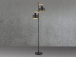 Globo Stehleuchte RIELLY Metall Schwarz Gold 2-flammig, Höhe 168cm