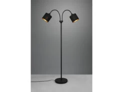 Reality Leuchten Stehleuchte TOMMY 2 Flammig Metall, Stoffschirm Schwarz Gold, Höhe 130cm -Licht Welt Geschaft stehleuchte tommy 2 flammig metall stoffschirm sch 2