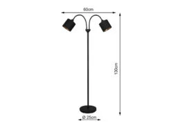 Reality Leuchten Stehleuchte TOMMY 2 Flammig Metall, Stoffschirm Schwarz Gold, Höhe 130cm -Licht Welt Geschaft stehleuchte tommy 2 flammig metall stoffschirm sch 3