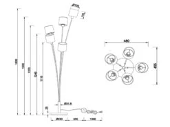 Reality Leuchten Stehleuchte TOMMY 5 Flammig Metall, Stoffschirm Schwarz Gold, Höhe 163cm 14 Reality Leuchten Stehleuchte TOMMY 5 Flammig Metall, Stoffschirm Schwarz Gold, Höhe 163cm -Licht Welt Geschaft stehleuchte tommy 5 flammig metall stoffschirm sch 5
