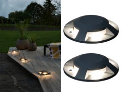 Konstsmide Terrassen- Bodenaufbaustrahler Mit 4 LEDs ALU Anthrazit Ø20cm, IP65