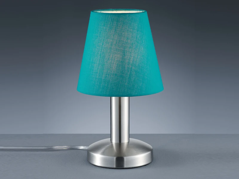 Trio Leuchten Tischlampe MATS II Stoff Lampenschirm Türkis Mit Touchfunktion EIN/AUS 24 Cm 3 Trio Leuchten Tischlampe MATS II Stoff Lampenschirm Türkis Mit Touchfunktion EIN/AUS 24 Cm – Bild 3