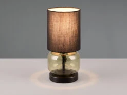 Trio Leuchten Tischleuchte ELIO Mit Glasfuß Grün Und Stoffschirm Schwarz, Höhe 28cm 10 Trio Leuchten Tischleuchte ELIO Mit Glasfuß Grün Und Stoffschirm Schwarz, Höhe 28cm -Licht Welt Geschaft tischleuchte elio mit glasfuss gruen und stoffschi 2