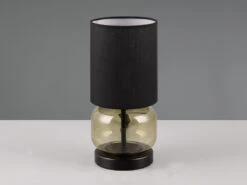 Trio Leuchten Tischleuchte ELIO Mit Glasfuß Grün Und Stoffschirm Schwarz, Höhe 28cm 12 Trio Leuchten Tischleuchte ELIO Mit Glasfuß Grün Und Stoffschirm Schwarz, Höhe 28cm -Licht Welt Geschaft tischleuchte elio mit glasfuss gruen und stoffschi 4