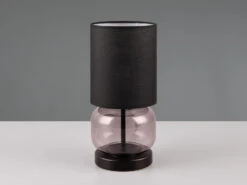 Trio Leuchten Tischleuchte ELIO Mit Glasfuß Rauchglas Und Stoffschirm Schwarz, Höhe 28cm -Licht Welt Geschaft tischleuchte elio mit glasfuss rauchglas und stoff 4