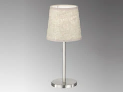 FHL Easy Tischleuchte EVE Silber Mit Lampenschirm Leinen Beige, 30cm Klein -Licht Welt Geschaft tischleuchte eve silber mit lampenschirm leinen be 2