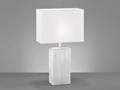 Fischer & Honsel Tischleuchte FLENS Eckig, Keramikfuß Silber Antik & Stoffschirm Weiß, 50cm Groß -Licht Welt Geschaft tischleuchte flens eckig keramikfuss silber antik 1 2