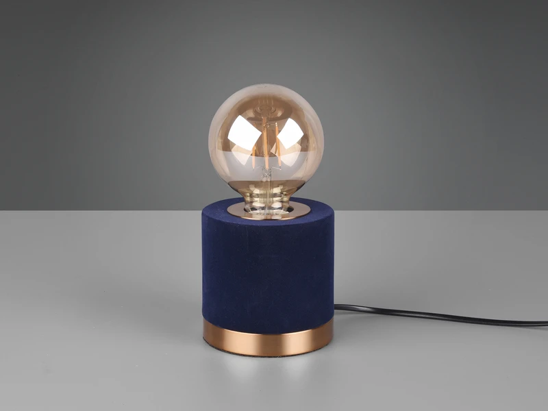Reality Leuchten Tischleuchte JUDY Samt Blau/Messing Retro Style - Ø 11cm, Höhe 11cm 6 Reality Leuchten Tischleuchte JUDY Samt Blau/Messing Retro Style - Ø 11cm, Höhe 11cm – Bild 6