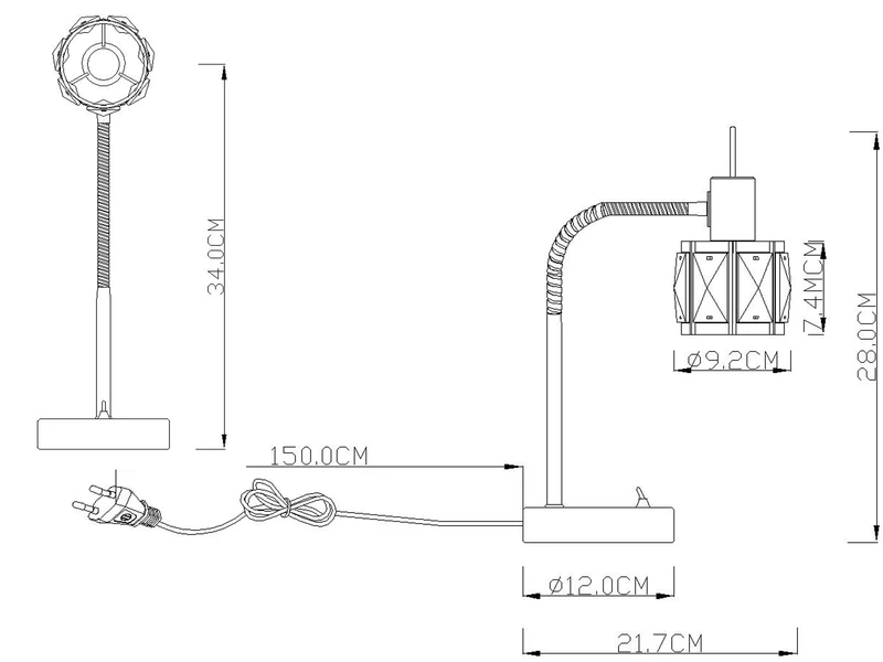 Globo Tischleuchte KRIS Mit Glaskristallen Und Flexarm Silber Matt, Höhe 28cm 3 Globo Tischleuchte KRIS Mit Glaskristallen Und Flexarm Silber Matt, Höhe 28cm – Bild 3