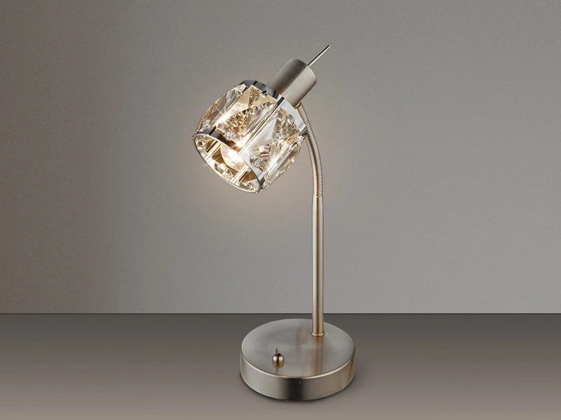 Globo Tischleuchte KRIS Mit Glaskristallen Und Flexarm Silber Matt, Höhe 28cm 4 Globo Tischleuchte KRIS Mit Glaskristallen Und Flexarm Silber Matt, Höhe 28cm – Bild 4