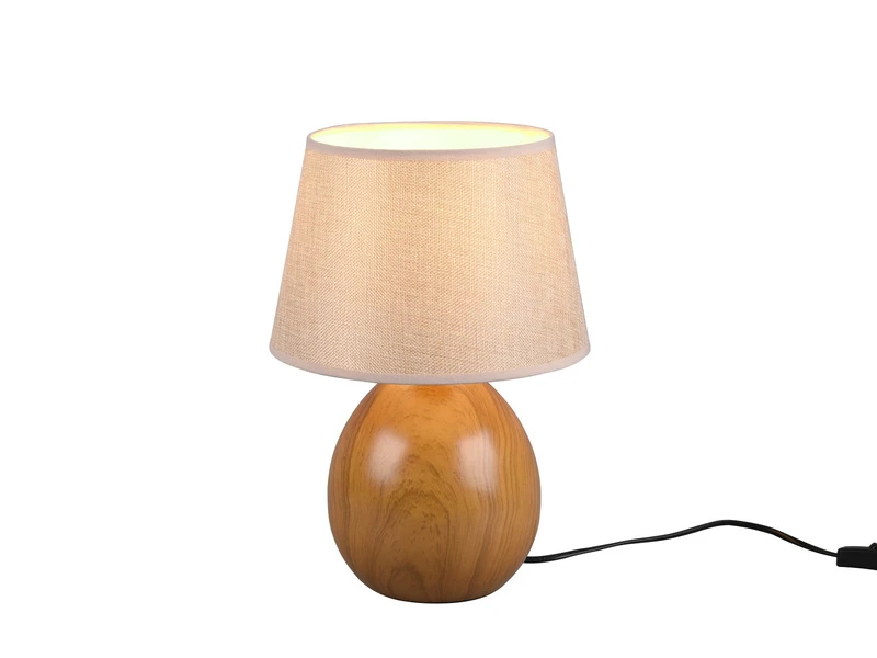 Reality Leuchten Tischleuchte LUXOR Keramik Holzoptik Mit Stoffschirm Beige, Höhe 35cm 2 Reality Leuchten Tischleuchte LUXOR Keramik Holzoptik Mit Stoffschirm Beige, Höhe 35cm – Bild 2