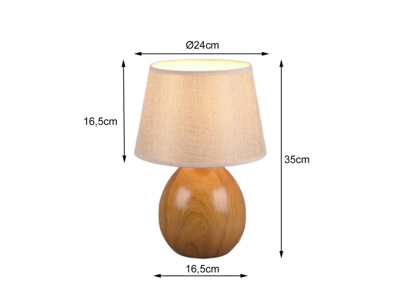 Reality Leuchten Tischleuchte LUXOR Keramik Holzoptik Mit Stoffschirm Beige, Höhe 35cm 4 Reality Leuchten Tischleuchte LUXOR Keramik Holzoptik Mit Stoffschirm Beige, Höhe 35cm – Bild 4