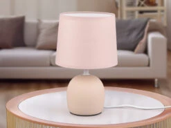 Reality Leuchten Tischleuchte MALU Mit Keramikfuß & Stoffschirm Beige, Höhe 26cm