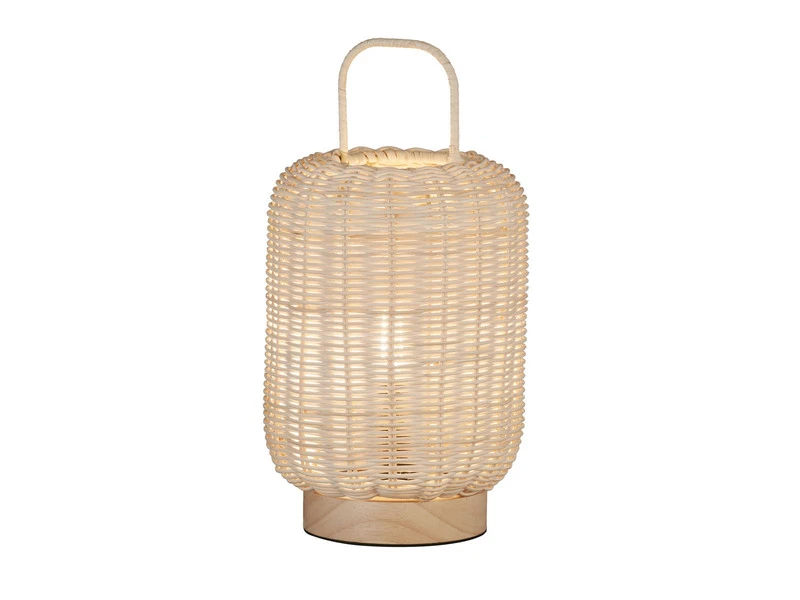 Fischer & Honsel Tischleuchte NATURE, Laterne Aus Holz & Korbgeflecht, 28,5cm Klein 2 Fischer & Honsel Tischleuchte NATURE, Laterne Aus Holz & Korbgeflecht, 28,5cm Klein – Bild 2