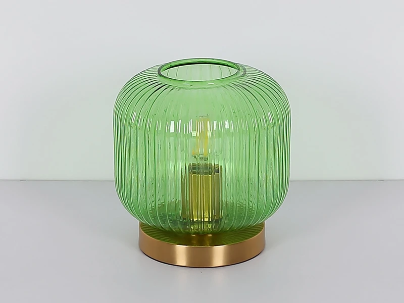 Globo Tischleuchte NORMY Aus Rillenglas Grün Messing, Ø 20cm 10 Globo Tischleuchte NORMY Aus Rillenglas Grün Messing, Ø 20cm – Bild 10