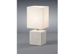 Reality Leuchten Tischleuchte PING Keramik Beige Mit Stoff Lampenschirm Weiß, Höhe 29cm