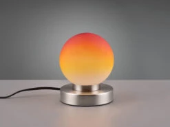 Reality Leuchten Tischleuchte PRINZ II, Glasschirm Orange Sockel Silber - Touchfunktion, Ø12cm -Licht Welt Geschaft tischleuchte prinz ii glasschirm orange sockel sil 2