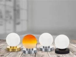 Reality Leuchten Tischleuchte PRINZ II, Glasschirm Orange Sockel Silber - Touchfunktion, Ø12cm -Licht Welt Geschaft tischleuchte prinz ii glasschirm orange sockel sil 5