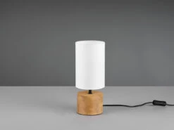 Reality Leuchten Tischleuchte WOODY Holzfuß Mit Stoffschirm In Weiß Ø12cm Höhe 30cm -Licht Welt Geschaft tischleuchte woody holzfuss mit stoffschirm in wei 3