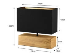 Reality Leuchten Tischleuchte WOODY Holzfuß Stoffschirm Schwarz/Gold 12x30cm Höhe 30cm -Licht Welt Geschaft tischleuchte woody holzfuss stoffschirm schwarz go 4