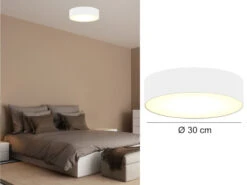 Smartwares Trendige Deckenlampe, Stoff Weiß/satinierte Abdeckung, Ø 30 Cm, CEILING DREAM