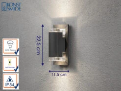 Konstsmide UP & DOWN Außenwandleuchte POTENZA, Alu Anthrazit, 2x GU10-Sockel, IP54 -Licht Welt Geschaft up down aussenwandleuchte potenza alu anthrazit 2x 2
